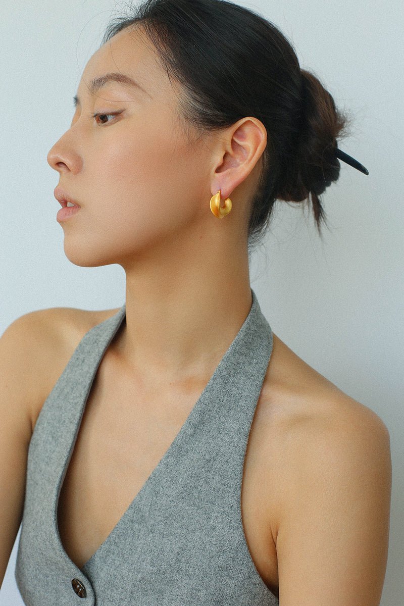 Designer 925 Sterling Silver Matte Heavy Texture Irregular Earrings - floysun