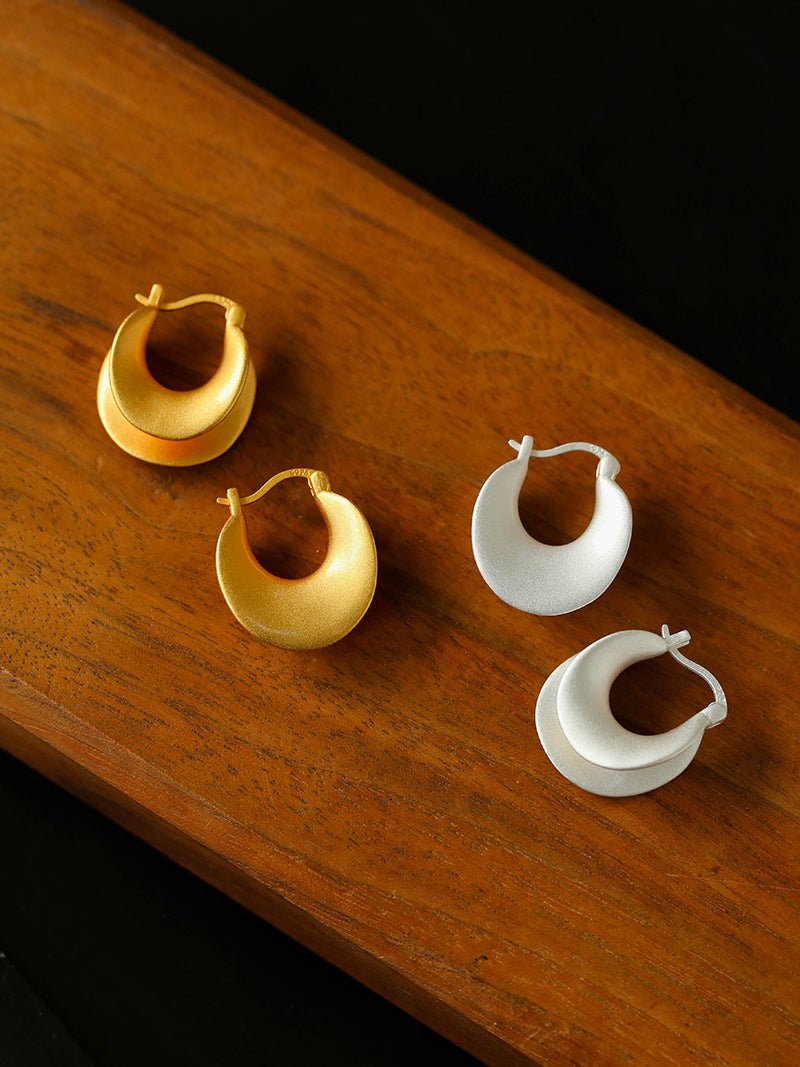 Designer 925 Sterling Silver Matte Heavy Texture Irregular Earrings - floysun