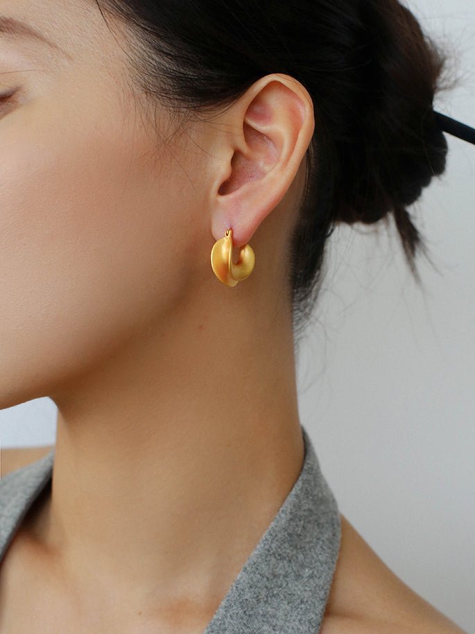 Designer 925 Sterling Silver Matte Heavy Texture Irregular Earrings - floysun