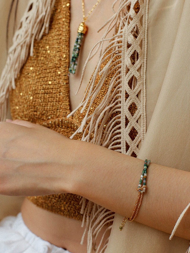 Designer Double Chain & Mixed Natural Stone Bracelets - floysun