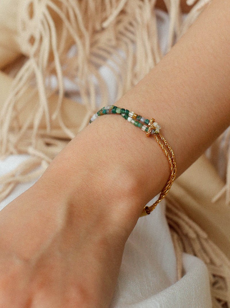 Designer Double Chain & Mixed Natural Stone Bracelets - floysun