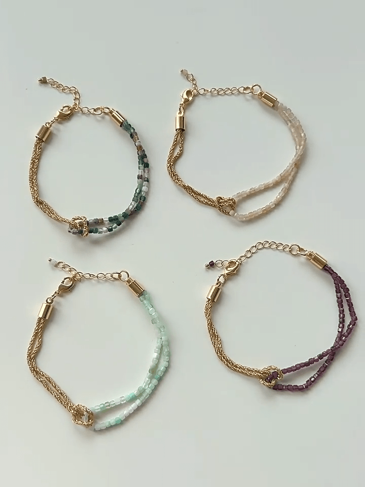 Designer Double Chain & Mixed Natural Stone Bracelets - floysun