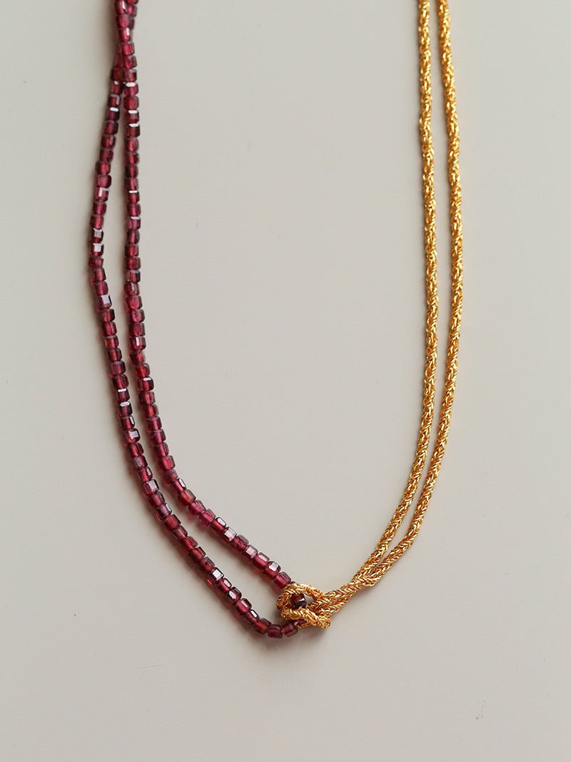 Designer Double Chain & Mixed Natural Stone Necklace - floysun