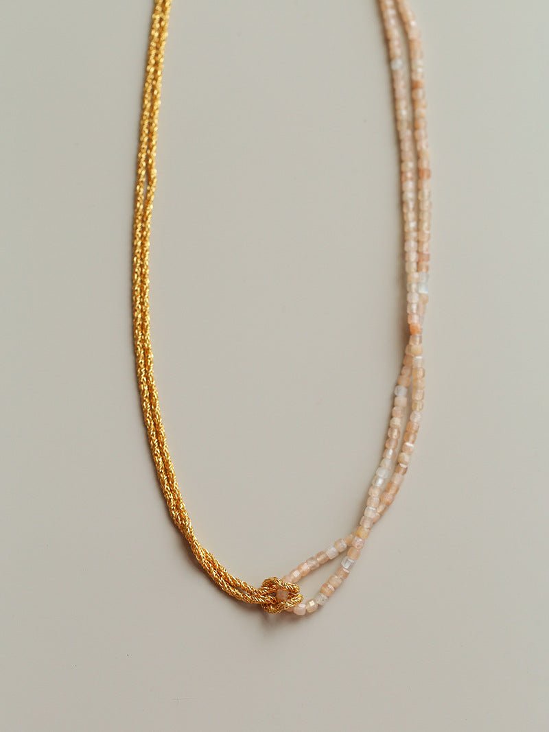 Designer Double Chain & Mixed Natural Stone Necklace - floysun