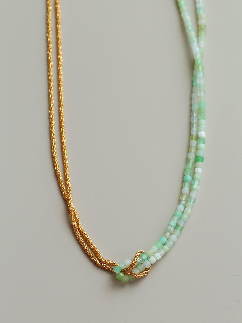 Designer Double Chain & Mixed Natural Stone Necklace - floysun