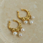 Designer Geometric Three - Drop Pearl Earrings - floysun