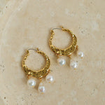 Designer Geometric Three - Drop Pearl Earrings - floysun