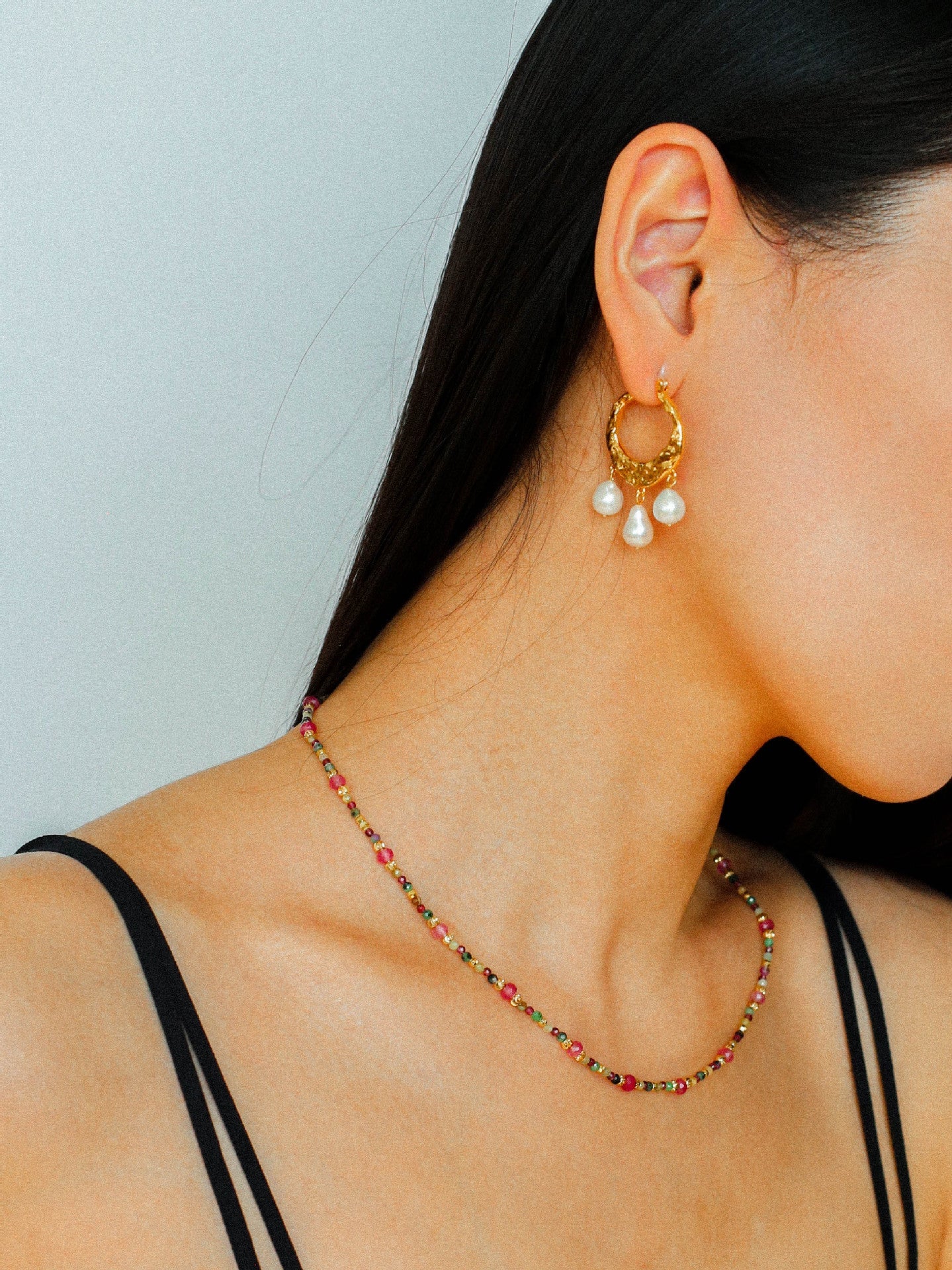 Designer Geometric Three - Drop Pearl Earrings - floysun