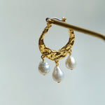 Designer Geometric Three - Drop Pearl Earrings - floysun