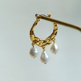 Designer Geometric Three - Drop Pearl Earrings - floysun