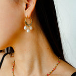 Designer Geometric Three - Drop Pearl Earrings - floysun