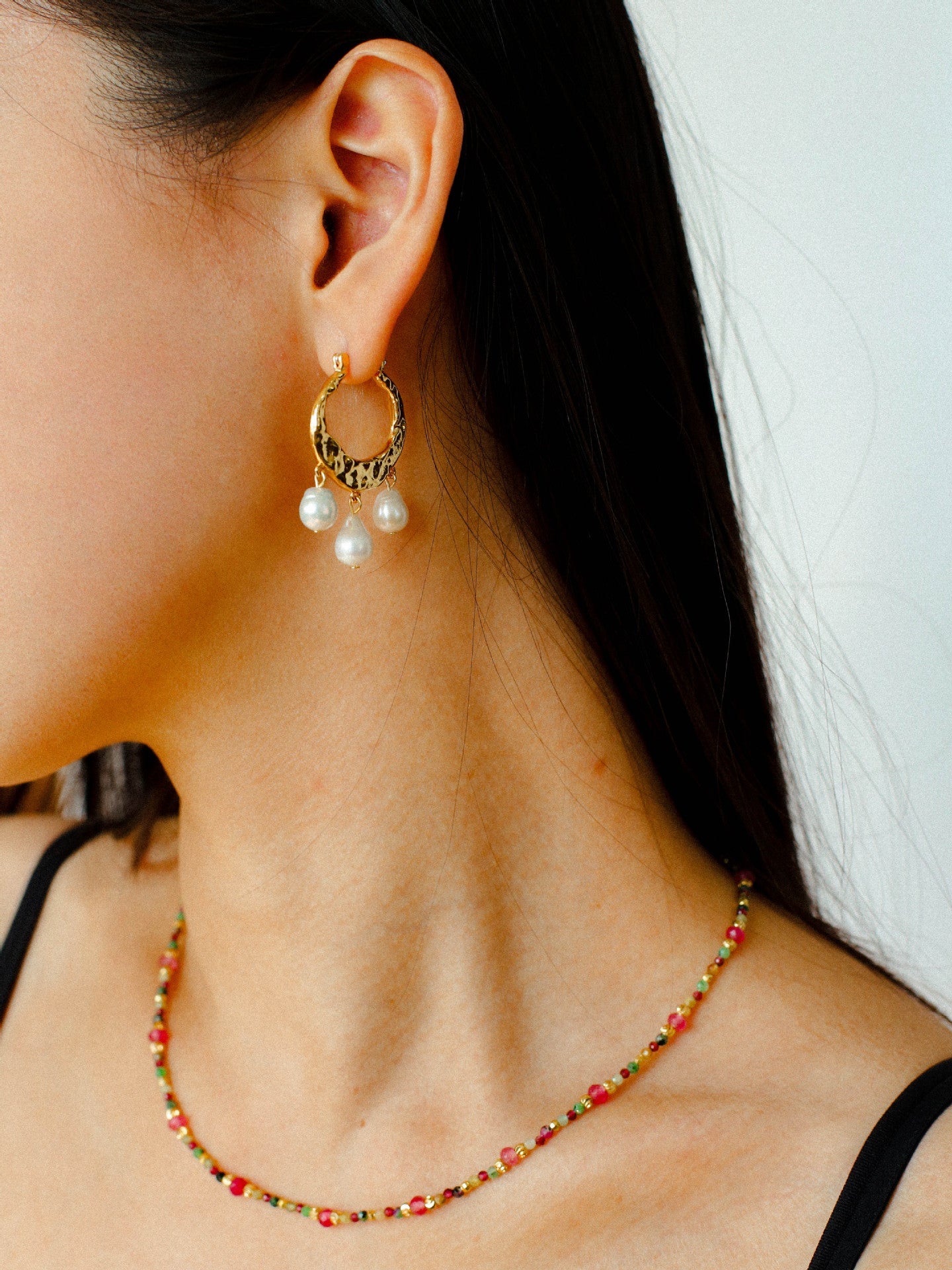 Designer Geometric Three - Drop Pearl Earrings - floysun