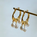 Designer Geometric Three - Drop Pearl Earrings - floysun