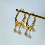 Designer Geometric Three - Drop Pearl Earrings - floysun