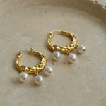 Designer Geometric Three - Drop Pearl Earrings - floysun