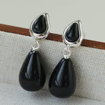 Dewdrop Earrings with Crystal, Onyx, Grey Agate & Tiger’s Eye - floysun