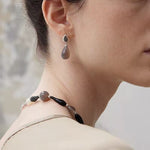 Dewdrop Earrings with Crystal, Onyx, Grey Agate & Tiger’s Eye - floysun