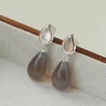 Dewdrop Earrings with Crystal, Onyx, Grey Agate & Tiger’s Eye - floysun