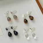 Dewdrop Earrings with Crystal, Onyx, Grey Agate & Tiger’s Eye - floysun
