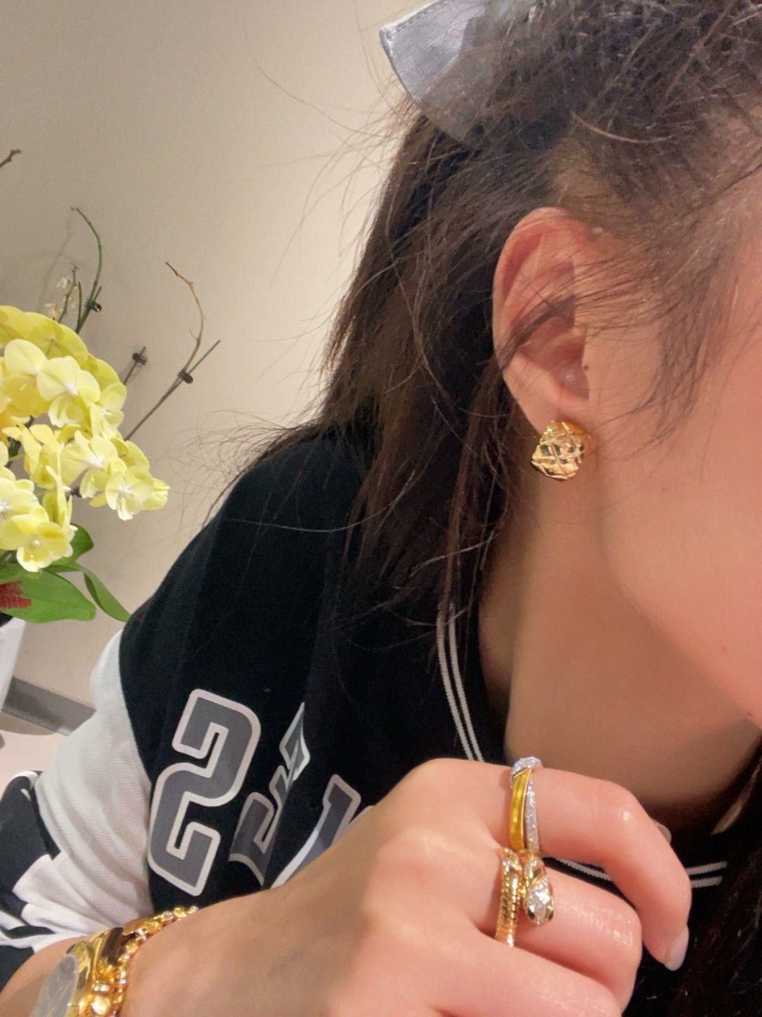 Diamond - Cut Quilted Clip - On Studs - Gold - floysun