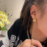 Diamond - Cut Quilted Clip - On Studs - Gold - floysun