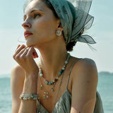Dopamine Beaded Wave Bracelet – Blue Amazonite Edition - floysun