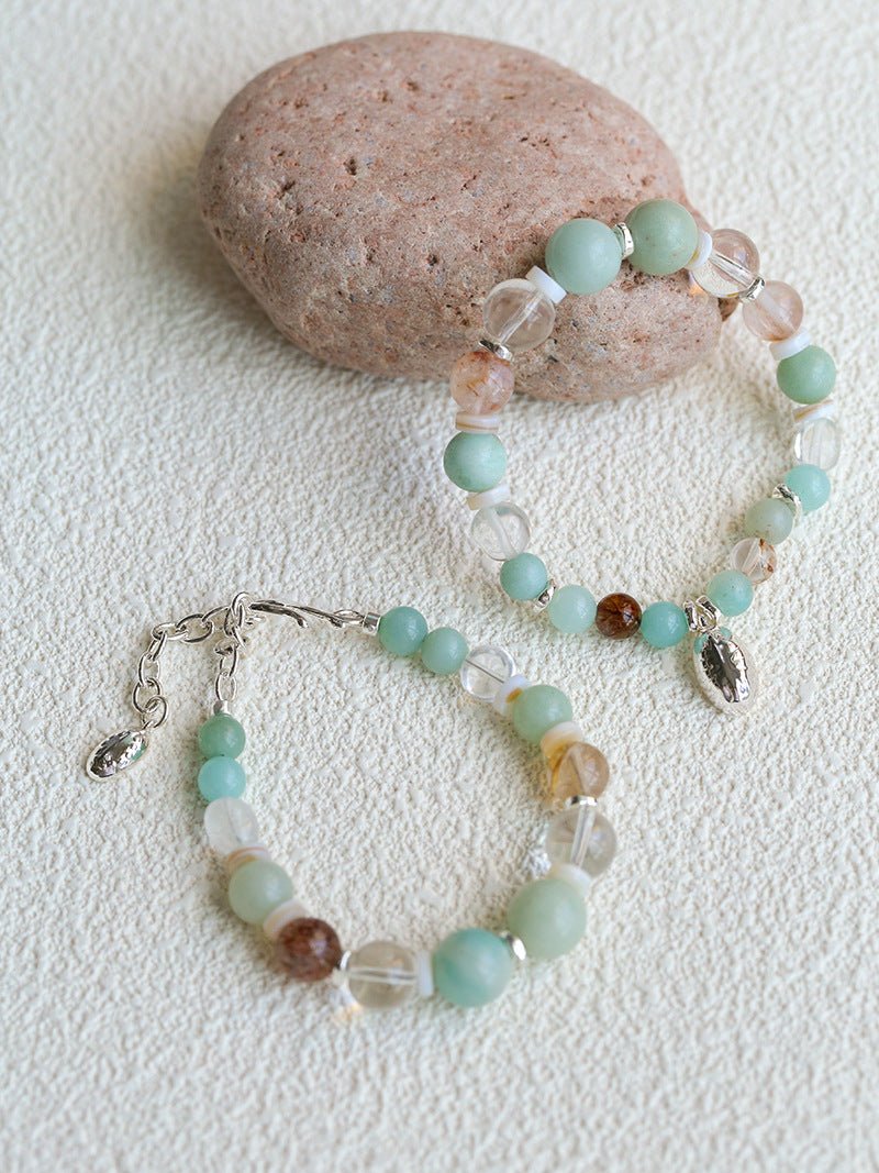 Dopamine Beaded Wave Bracelet – Blue Amazonite Elastic Bead Edition - floysun
