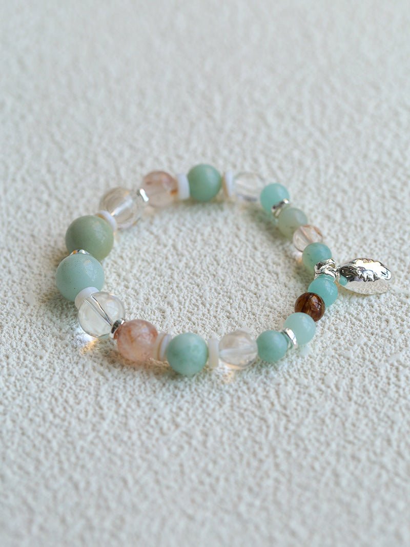 Dopamine Beaded Wave Bracelet – Blue Amazonite Elastic Bead Edition - floysun