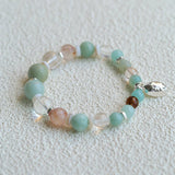 Dopamine Beaded Wave Bracelet – Blue Amazonite Elastic Bead Edition - floysun