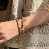 Dopamine Beaded Wave Bracelet – Golden Brown Aventurine Elastic Bead Edition - floysun