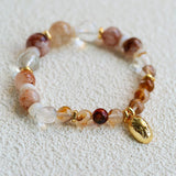 Dopamine Beaded Wave Bracelet – Golden Brown Aventurine Elastic Bead Edition - floysun