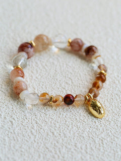 Dopamine Beaded Wave Bracelet – Golden Brown Aventurine Elastic Bead Edition - floysun