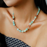 Dopamine Beaded Wave Necklace – Blue Amazonite Edition - floysun