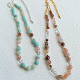 Dopamine Beaded Wave Necklace – Blue Amazonite Edition - floysun