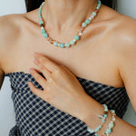 Dopamine Beaded Wave Necklace – Blue Amazonite Edition - floysun
