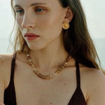 Dopamine Beaded Wave Necklace – Golden Brown Aventurine Edition - floysun