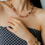 Dopamine Beaded Wave Necklace – Golden Brown Aventurine Edition - floysun