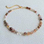 Dopamine Beaded Wave Necklace – Golden Brown Aventurine Edition - floysun