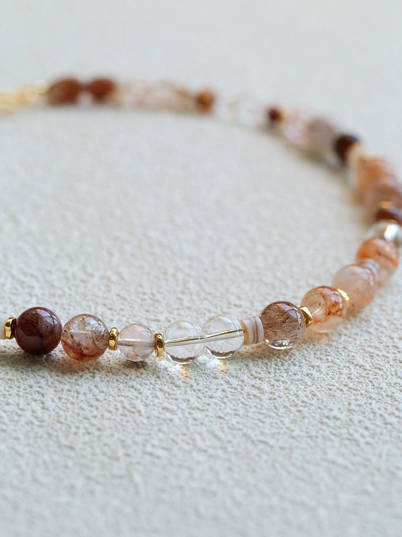 Dopamine Beaded Wave Necklace – Golden Brown Aventurine Edition - floysun