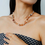 Dopamine Beaded Wave Necklace – Golden Brown Aventurine Edition - floysun