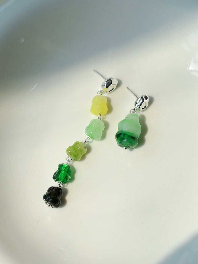 Dopamine Candy Drop Glass Earrings – Matcha Mint - floysun