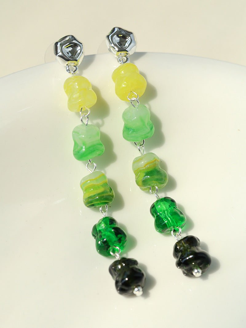 Dopamine Candy Drop Glass Earrings – Matcha Mint - floysun
