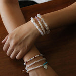 Dopamine Stacking Elastic Bracelets – Pearls & Gemstones - floysun