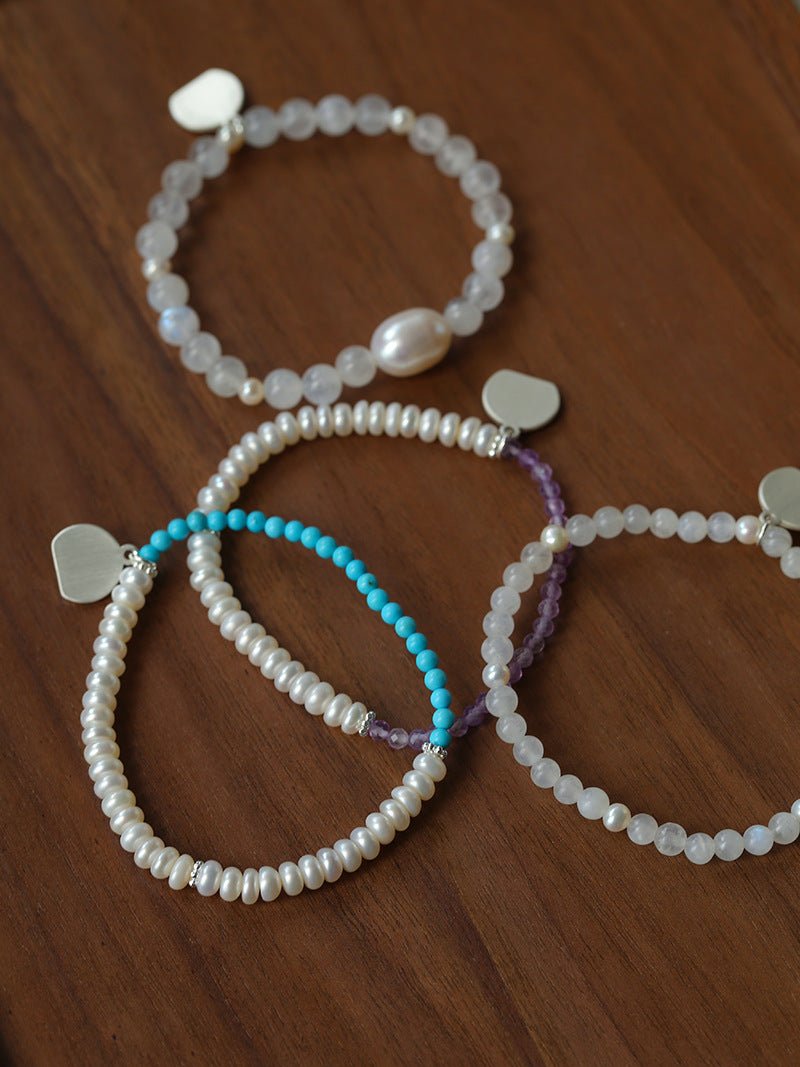 Dopamine Stacking Elastic Bracelets – Pearls & Gemstones - floysun