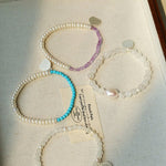 Dopamine Stacking Elastic Bracelets – Pearls & Gemstones - floysun