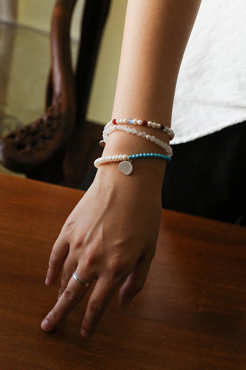 Dopamine Stacking Elastic Bracelets – Pearls & Gemstones - floysun