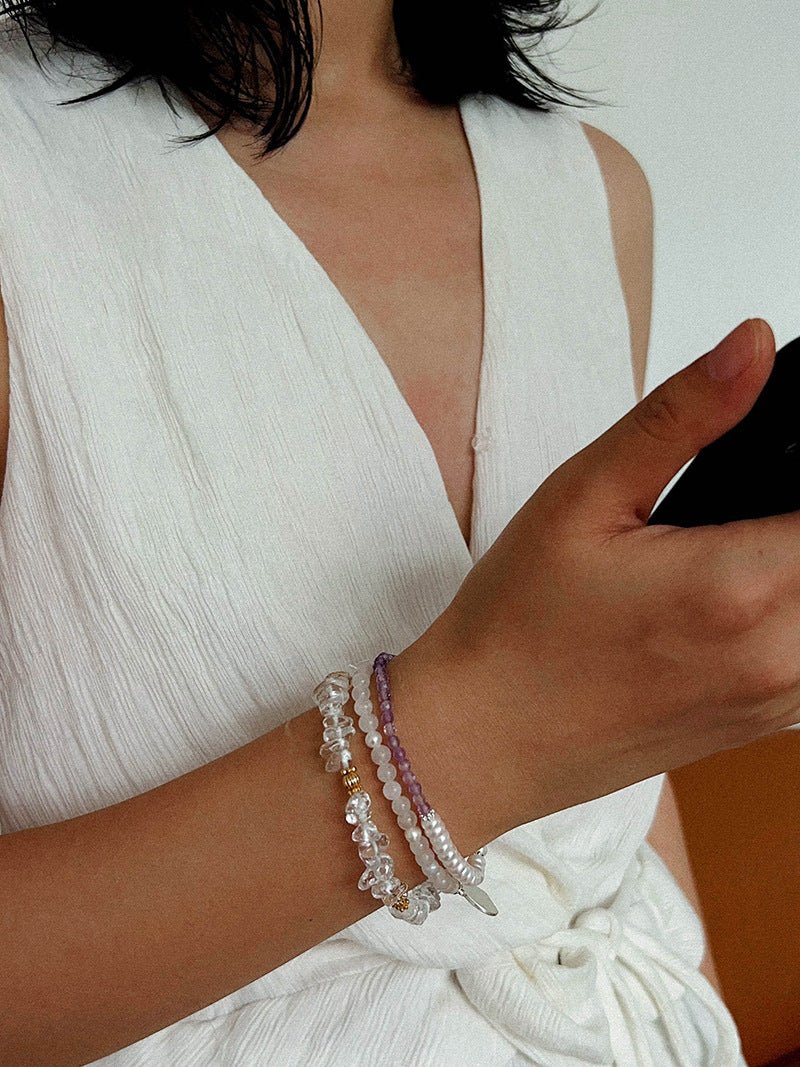 Dopamine Stacking Elastic Bracelets – Pearls & Gemstones - floysun