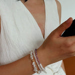 Dopamine Stacking Elastic Bracelets – Pearls & Gemstones - floysun