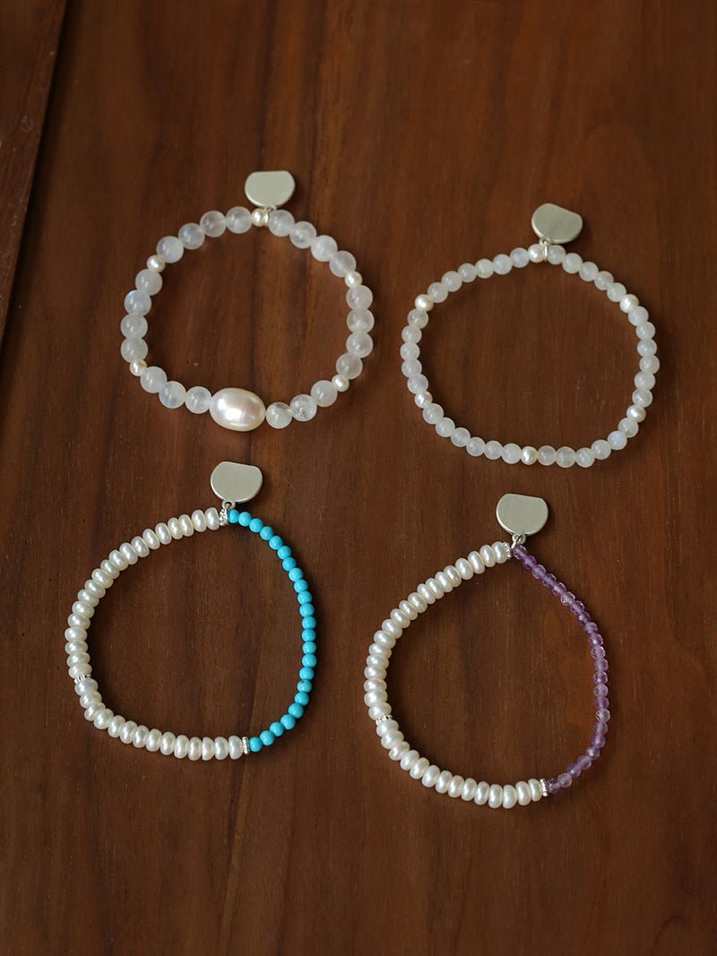 Dopamine Stacking Elastic Bracelets – Pearls & Gemstones - floysun