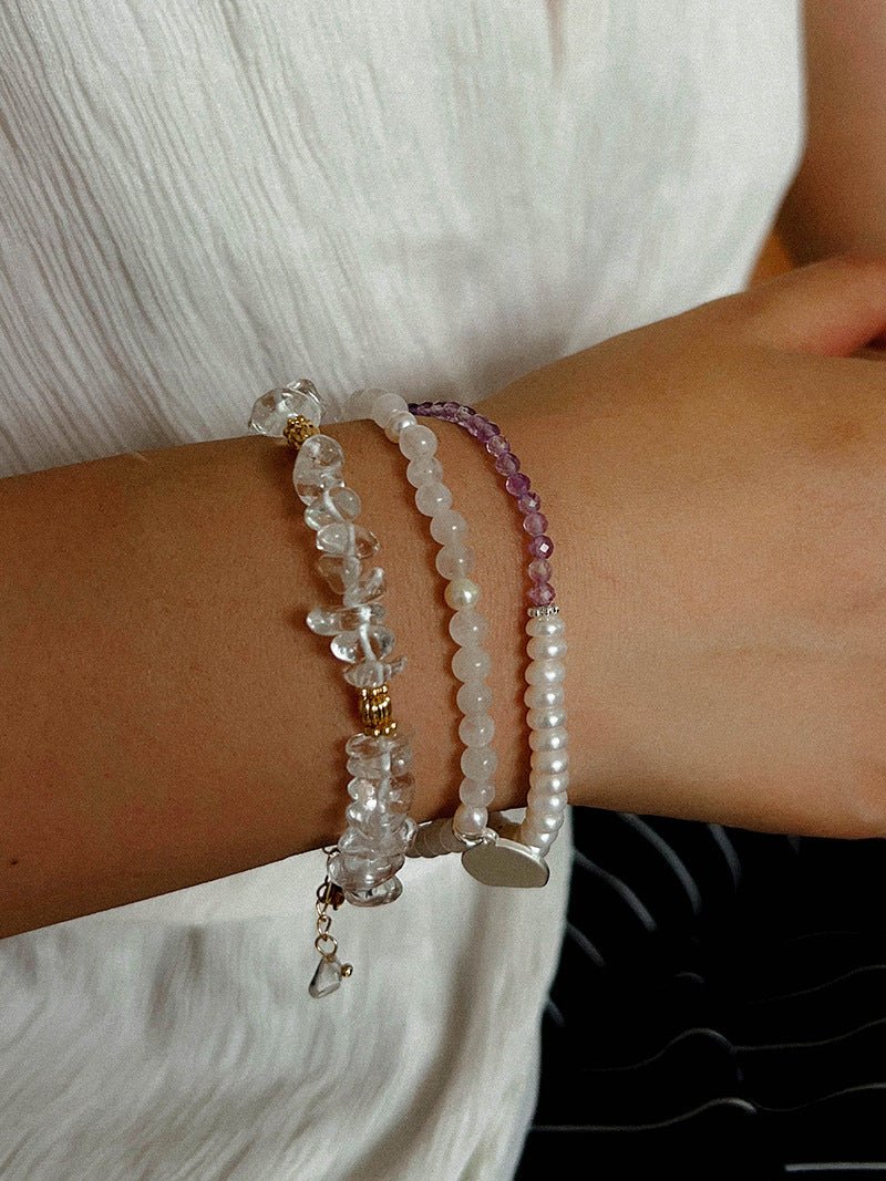 Dopamine Stacking Elastic Bracelets – Pearls & Gemstones - floysun